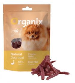 Organix лакомства для собак малых пород «Нарезка утиного филе» (100% мясо)