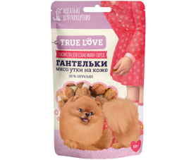 True Love гантельки мясо утки на коже для собак мелких пород