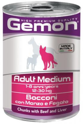 Консервы GEMON DOG MEDIUM для собак средних пород кусочки говядины с печенью