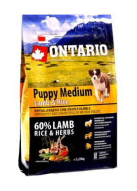 Ontario (Онтарио) корм для щенков средних пород с Ягнёнком и Рисом