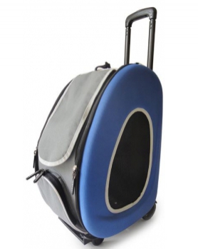 Складная сумка-тележка 3 в 1 Ibiyaya для животных до 8 кг (сумка, рюкзак, тележка) синяя, 58*30*34 см.