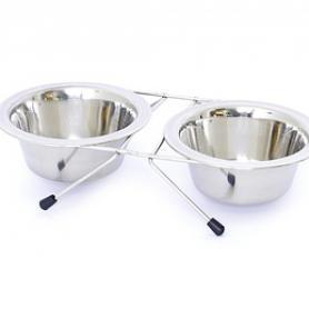 Миски для собак стальные 2шт/16 см, Dog bowl stainless steel dubble 2 x 16 cm