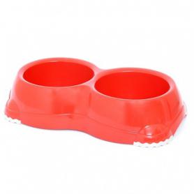 Пластиковая миска для собак двойная 2 / 11см х330 мл, Dog bowl plastic «anti-slip» dubble 330