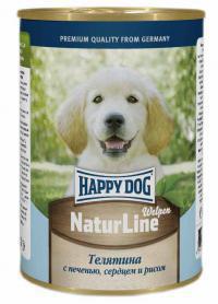 Консервы для щенков Happy Dog Welpen: Телятина с печенью, сердцем и рисом