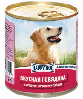 Консервы для собак Happy Dog со вкусом Говядина с сердцем, печенью и рубцом