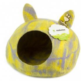 Домик «Уютное гнездышко» с ушками (шерсть, форма круг, мультиколор желтый) L: