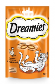 Dreamies лакомые подушечки для кошек с курицей