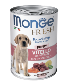 Консервы для щенков Monge Dog Fresh Chunks in Loaf мясной рулет из телятины с овощами