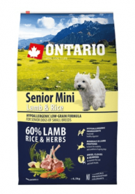 Ontario (Онтарио) корм для пожилых собак мелких пород с Ягнёнком и Рисом