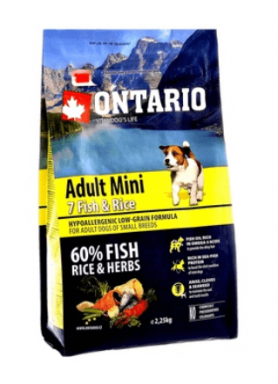 Ontario (Онтарио) корм для собак мелких пород, с 7 видами рыбы и рисом