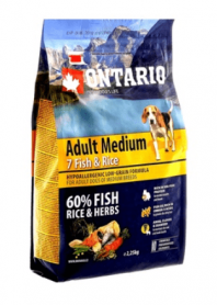 Ontario (Онтарио) корм для собак средних пород, с 7 видами рыб и рисом