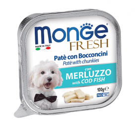 Monge консервы для собак Paté and Chunkies with Cod Fish с треской