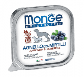 Консервы для собак MONGE AGNELLO CON MIRTILLI из ягнёнка с черникой