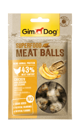 GimDog Superfood Meat Balls лакомство для собак из курицы с бананом и кунжутом
