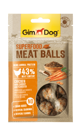 GimDog Superfood Meat Balls лакомство для собак из курицы с морковью и семенами льна