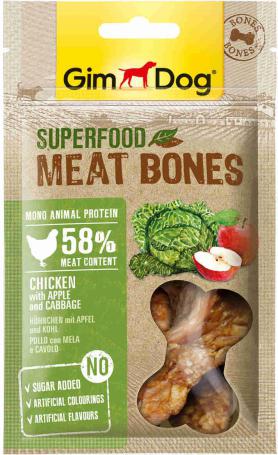GimDog Superfood Meat Bones лакомство для собак из курицы с яблоком и капустой