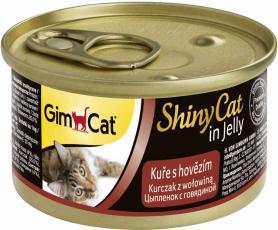 GimCat ShinyCat in Jelly Консервы для кошек из цыплёнка с говядиной