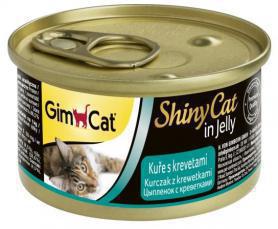 GimCat ShinyCat in Jelly Консервы для кошек из цыплёнка с креветками