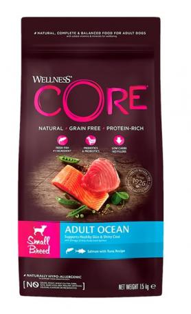 Wellness CORE (Велнесс Кор) Беззерновой корм для взрослых собак мелких пород из лосося с тунцом