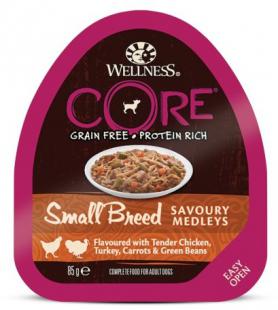Wellnes Core (Вэлнесc Кор) Консервы для собак мелких пород из курицы с индейкой, морковью и зеленой фасолью