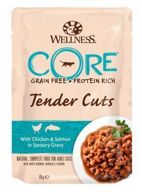Wellness CORE (Вэлнесc Кор) Паучи для кошек из курицы с лососем в виде нарезки в соусе