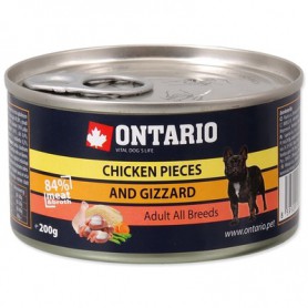 Ontario консервы для собак кусочки курицы и куриные желудки
