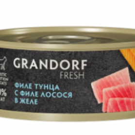 Grandorf Fresh Консервы для кошек филе тунца с филе лосося в желе