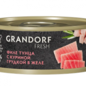 Grandorf Fresh Консервы для взрослых кошек филе тунца с куриной грудкой в желе