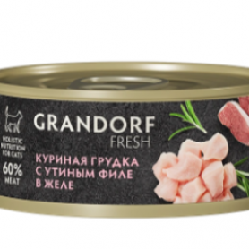 Grandorf Fresh Консервы для взрослых кошек c куриной грудой с утиным филе в желе