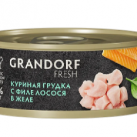 Grandorf Fresh Консервы для взрослых кошек c куриной грудкой с филе лосося в желе