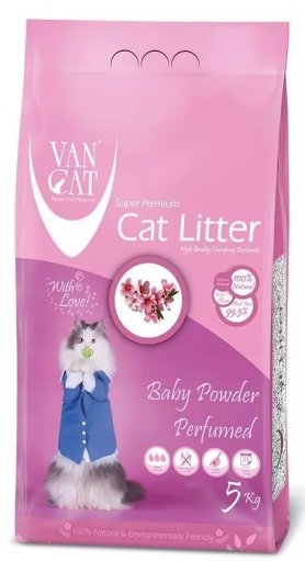 Van Cat комкующийся наполнитель с ароматом Детской присыпки, без пыли