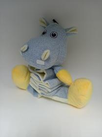 Hippo Snuffle / Expandable Toy мягкая развивающая игрушка-нюхательный коврик для собак в виде голубого бегемота с желтыми лапами