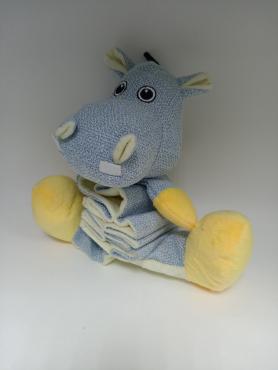Hippo Snuffle / Expandable Toy мягкая развивающая игрушка-нюхательный коврик для собак в виде голубого бегемота с желтыми лапами