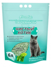 Наполнитель комкующийся Чистый котик ТОФУ зеленый чай