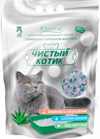 Наполнитель силикагелевый Чистый котик колотый с ароматом алоэ вера