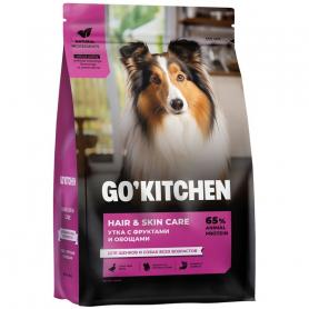 GO'KITCHEN Сухой корм для собак и щенков с уткой, фруктами и овощами, забота о здоровье кожи и шерсти