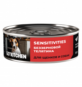 GO'KITCHEN консервы для собак и щенков с чувствительным пищеварением с телятиной