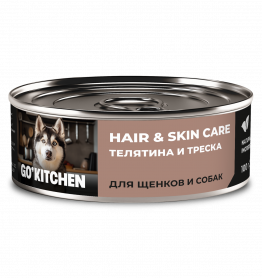 GO'KITCHEN консервы для собак и щенков с телятиной и треской