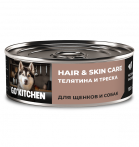 GO'KITCHEN консервы для собак и щенков с телятиной и треской