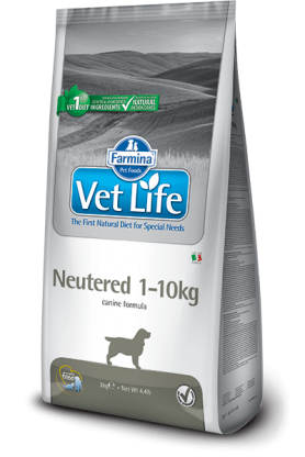 Корм Farmina Vet Life Dog Neutered (Фармина Вет Лайф Дог Ньютрид) для взрослых кастрированных или стерилизованных собак весом до 10 кг.