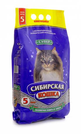 Сибирская Кошка комкующийся наполнитель для кошачьего туалета «Супер»