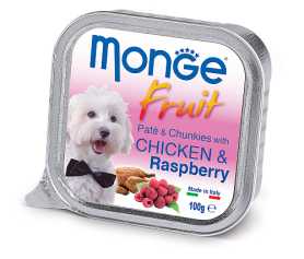 Monge Консервы для собак PATE & CHUNKIES with Chicken & Raspberry со вкусом курица с малиной