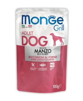 Паучи для собак MONGE GRILL POUCH MANZO со вкусом говядины