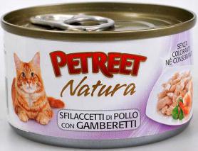 PETREET Консервы для кошек куриная грудка с креветками