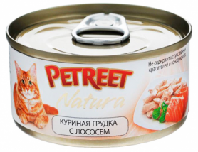 PETREET Консервы для кошек куриная грудка с лососем
