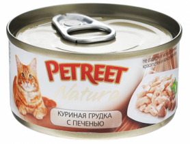 PETREET Консервы для кошек куриная грудка с печенью